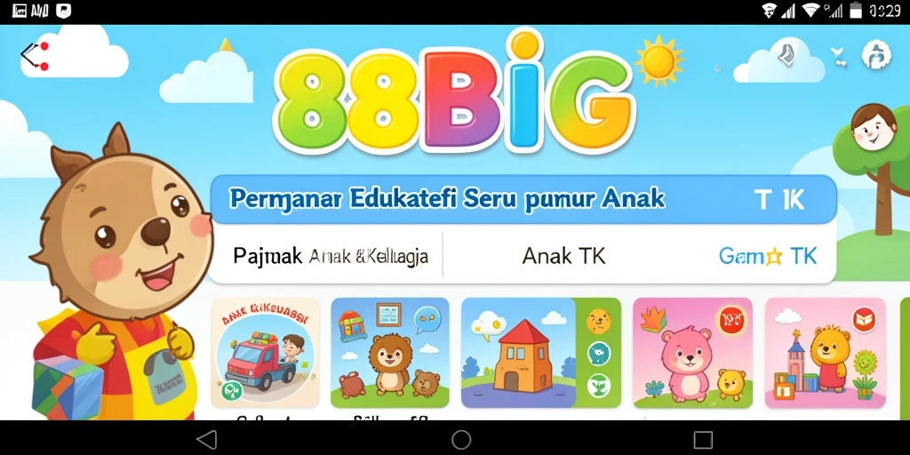 Antarmuka interaktif dan edukatif dari aplikasi Game Anak TK.