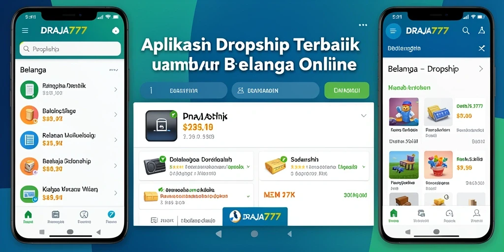 Tampilan antarmuka pengguna aplikasi DRAJA777 untuk fungsi Dropship.