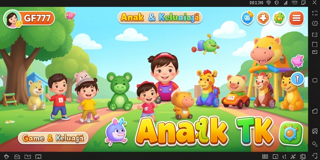 Tampilan antarmuka GF777 yang colorful dan menarik untuk anak-anak.