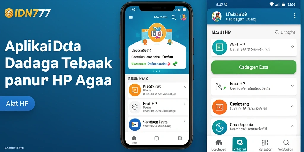 Antarmuka utama aplikasi IDN777 untuk cadangan data.