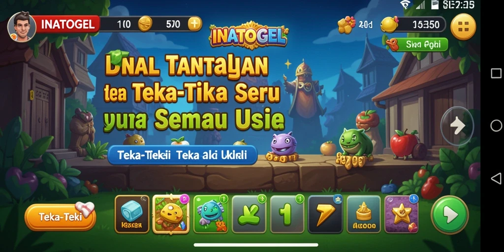 Antarmuka INATOGEL yang menarik dengan berbagai teka-teki menantang.
