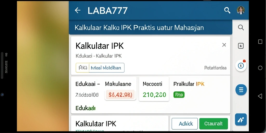 Antarmuka LABA777 yang sederhana dan fungsional untuk Kalkulator IPK.