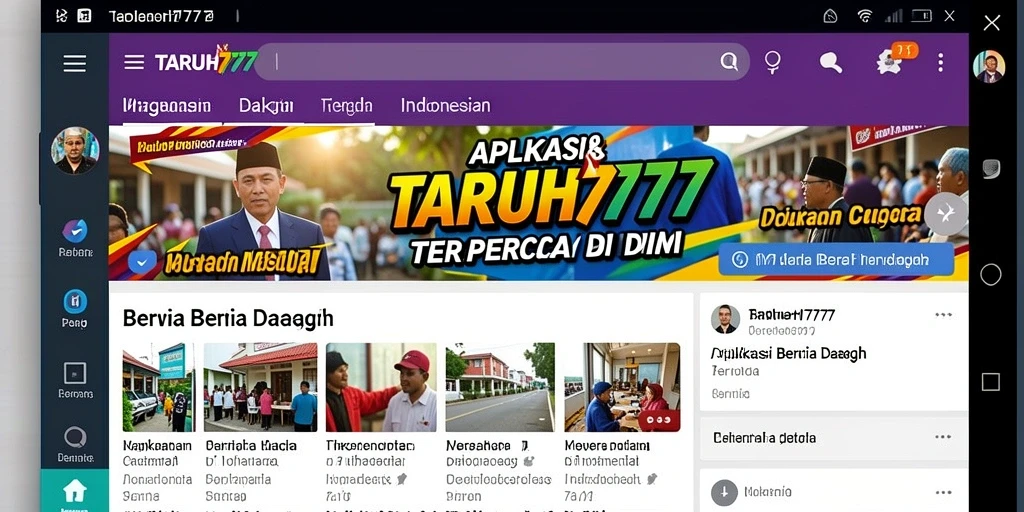 Antarmuka utama TARUH777 yang menampilkan berita daerah terbaru.