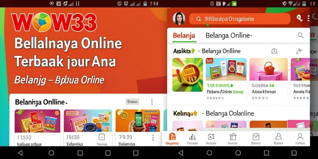 Screenshot aplikasi WOW33 menampilkan antarmuka belanja online yang menarik.