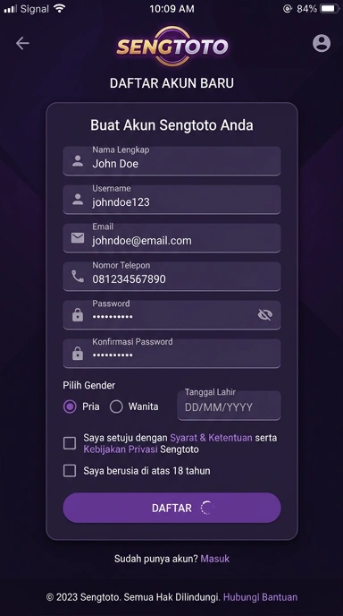 Cara Mudah Membuat Akun Baru di sengtoto